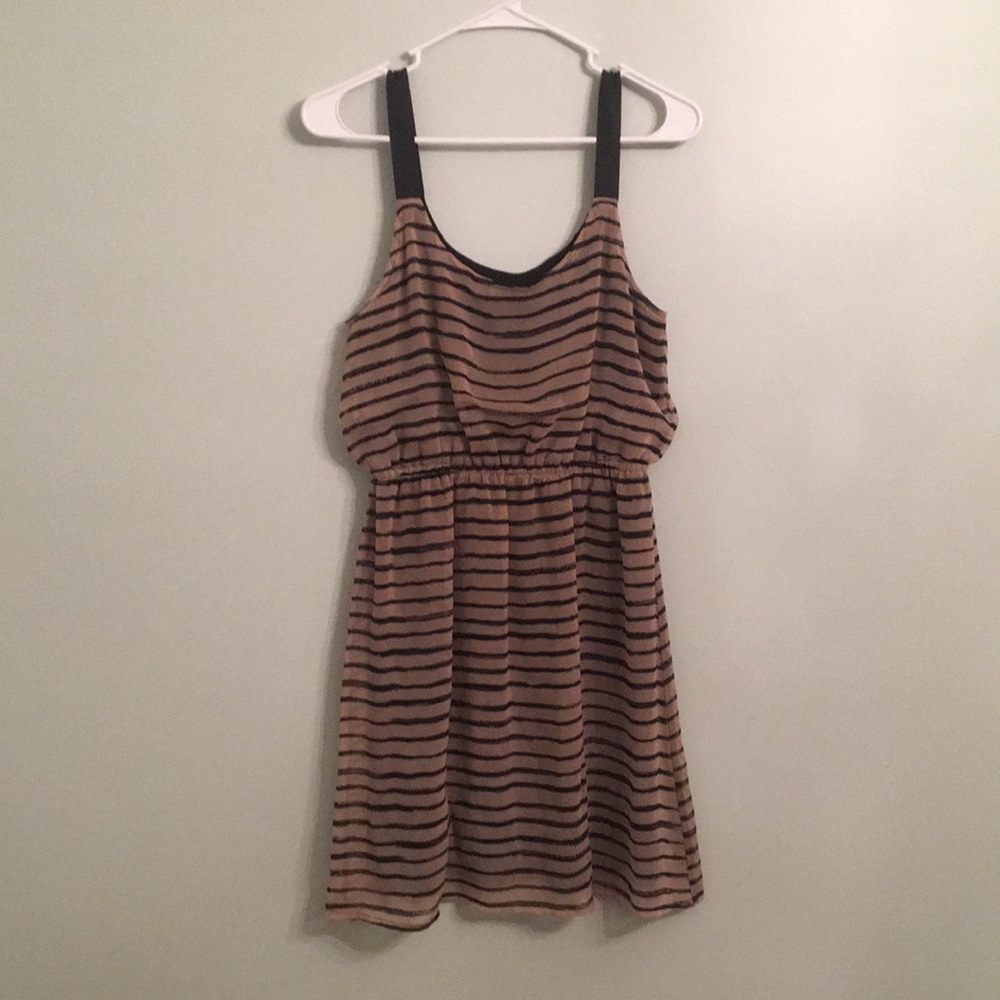 Brown with black striped dress